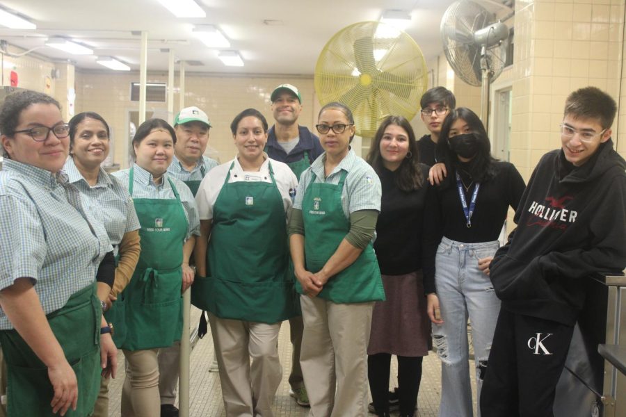 Cafeteria staff and students from Climate Solutions