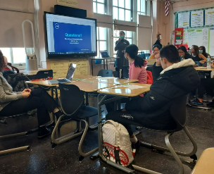 SUNY representative speaking with students