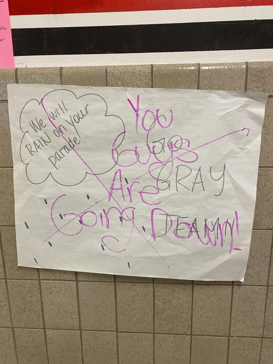 Gray Team sign that was vandalized.